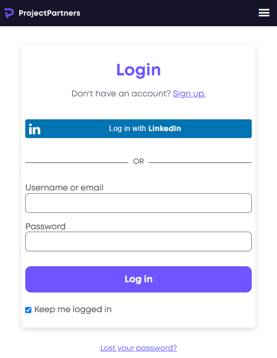 login page